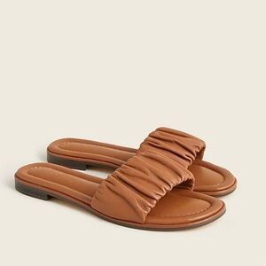 J. Crew Tan Leather Single Scrunched Strap Delta Sandal